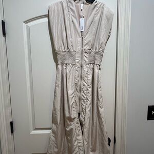 Glam Cream Maxi Dress with Smocked Waist